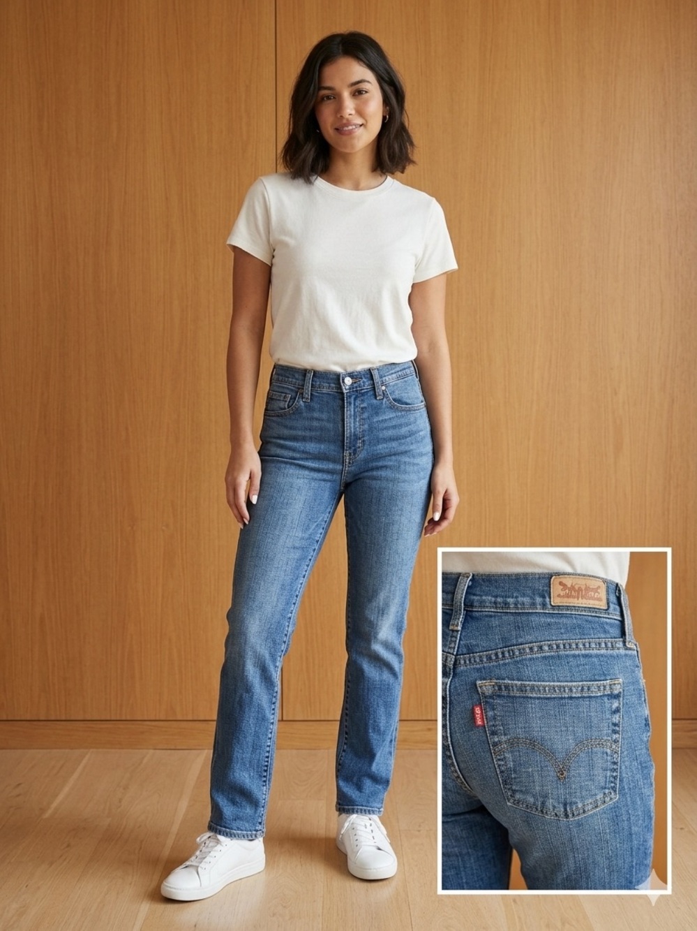 Levi's Women's 505 mid rise
Medium wash straight leg jeans some
stretch GUC sz 4